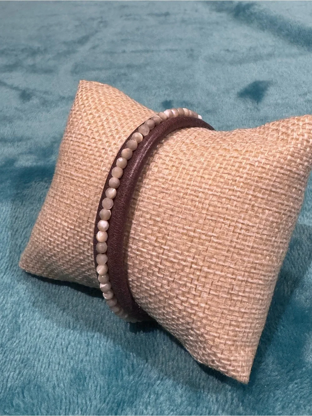 CHAN LUU  Brown Leather Beaded Bracelet